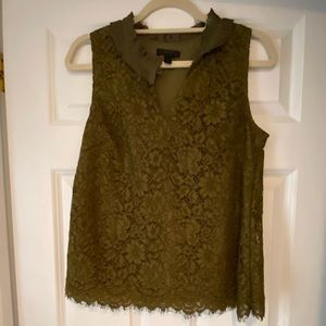 J. Crew sleeveless lace top olive